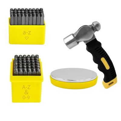 65Pcs Metal Stamping Kit, 1/8''(3mm) Font Uppercase & Lowercase Letter & Numbe