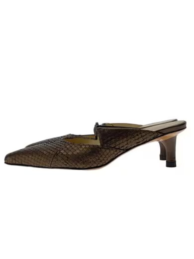 Salvatore Ferragamo Python Pointed Toe Mules Pump… - image 1