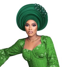 Nigerian Wedding Multi Layer Flower Head Wrap African Women Fashion Headtie