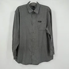 Taco Bell Mens Vintage Workwear Shirt Sz L Black White Gingham Uniform Button Up