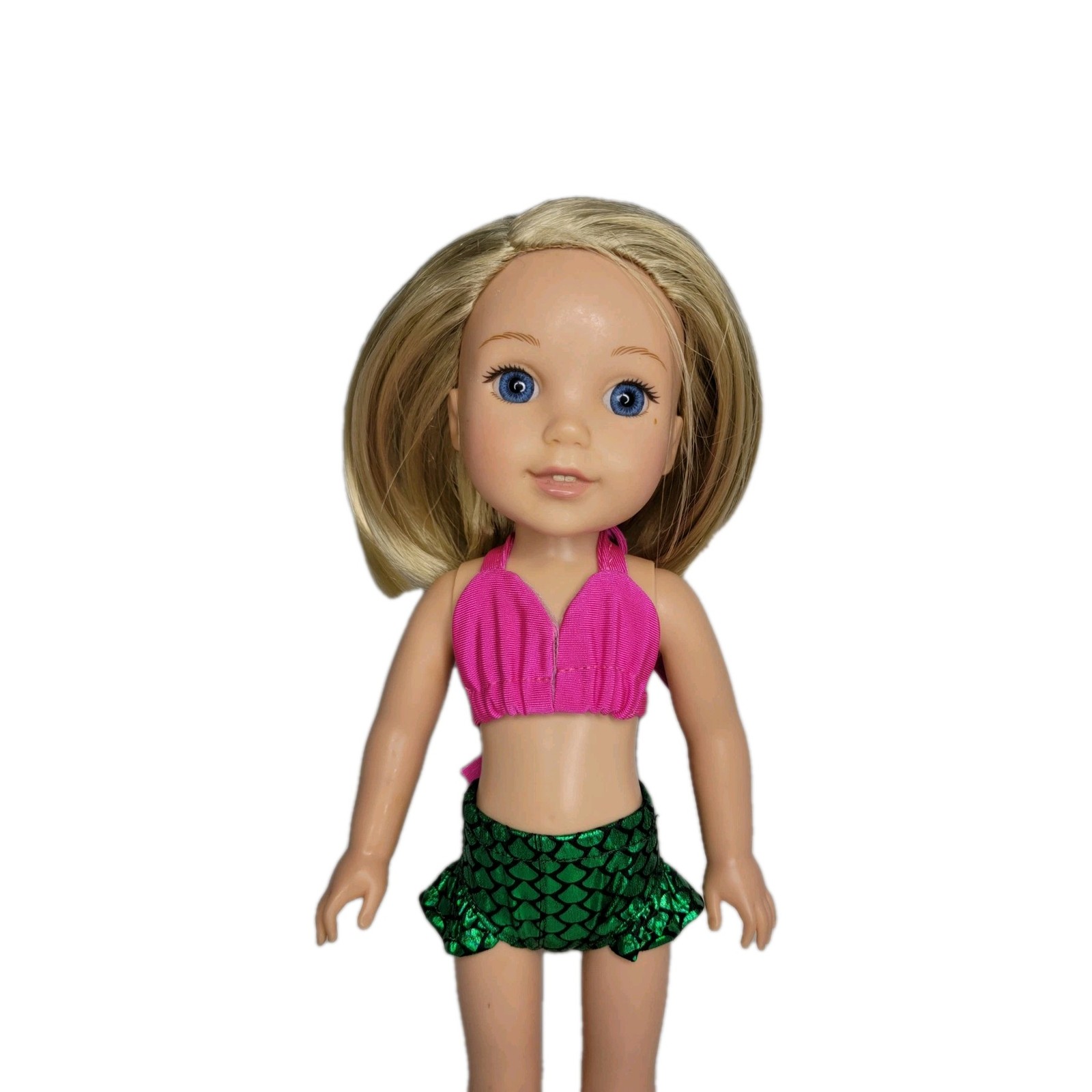 Mermaid 3pc Swimsuit Fits 14.5" Wellie Wisher American Girl Doll Clothing