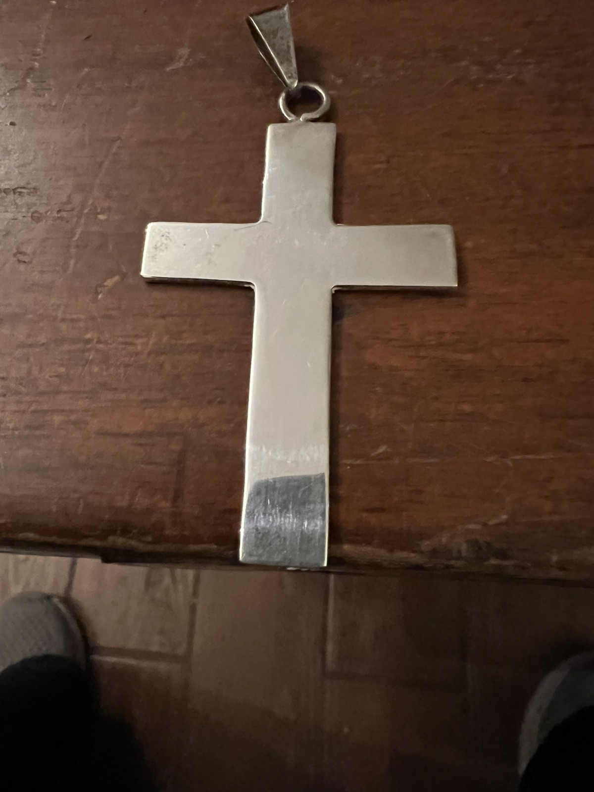 * Sterling Silver Large Solid Cross Pendant Lat C… - image 5