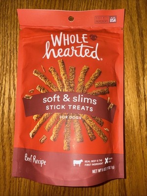 Whole Hearted Grain Free Soft & Slims Beef Recipe Dog Stick Treats 6 oz