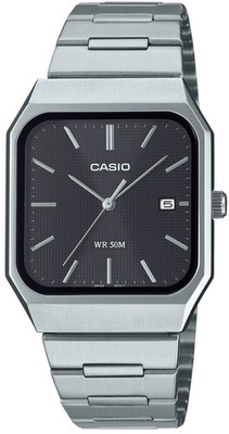 CASIO Square Stainless Steel Watch Mineral Glass Date 50M WR Retro
