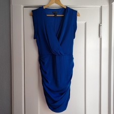 Mango Royal Blue Short Sleeve Mini Party Cocktail Dress Womens Size Small Ruched