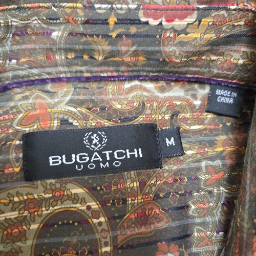 Bugatchi Uomo Shirt Mens M Brown Paisley Floral Button Up Long Sleeve Viscose - Picture 3 of 10