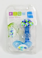 MAM Trends Orthodontic Pacifiers CLIP 3-pk Silicone blue clear 6 Months NIP