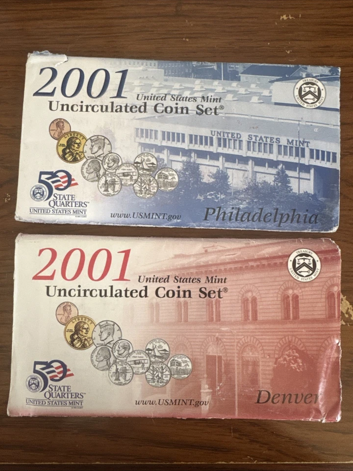 2001 Uncirculated Coin Sets Denver Philadelphia Original Packaging - Image 3 of 4