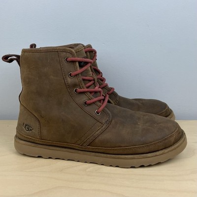 UGG Men s Size 9.0 Harkley Grizzly Brown Leather Waterproof Shearling Boots
