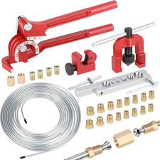 3/16 Inch Brake Line Flaring Tool Kit with Zinc-Plated Brake Lines, 16Pcs Fittin