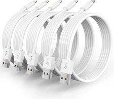 5-Lot 2M USB to iPhone Fast Charging Cable for iPhone 14 13 12 Pro Max White