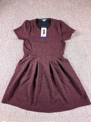 NWT Draper James Women s Stretch Dress Size Large Burgundy With Silver 