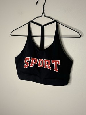 Novasport Women s Medium Black Sports Bra Racerback Light Padding #47 O6