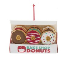Kurt Adler Donut Box Ornament with Green Frosting Donut