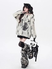 Womens Faux Fur Leg Warmers Y2K Gyaru Boot Covers Long Winter Socks