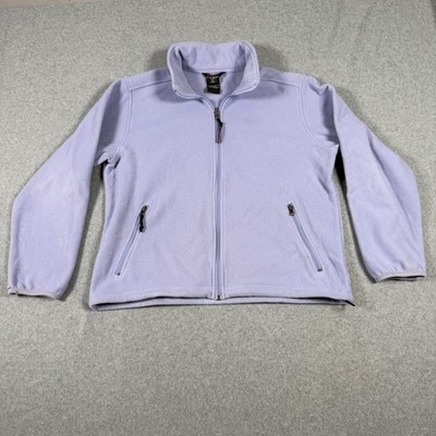 LL Bean Vintage Womens Fleece Jacket Large Lavender Purple Full Zip Mock Neck