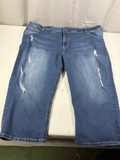 Lane Bryant Size 24 Capri. Jeans Distressed, Very Nice