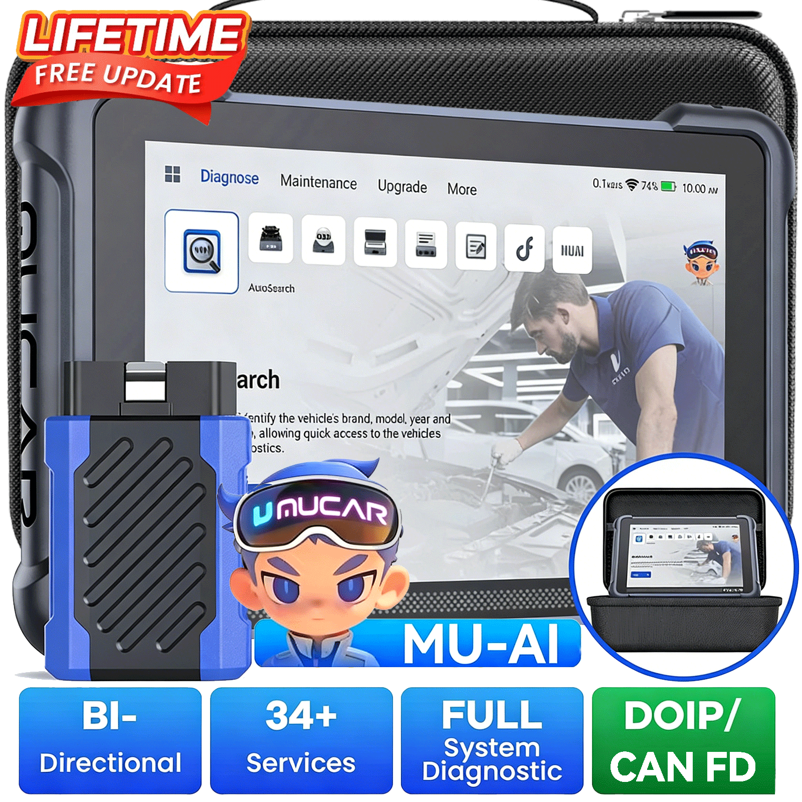 MUCAR 892BT Full System Auto Diagnostic Tool Bidirectional Scanner Free ...
