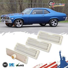 4pcs For 1970-74 Chevy Nova Front Rear Clear Side Marker Light Bumper Housings