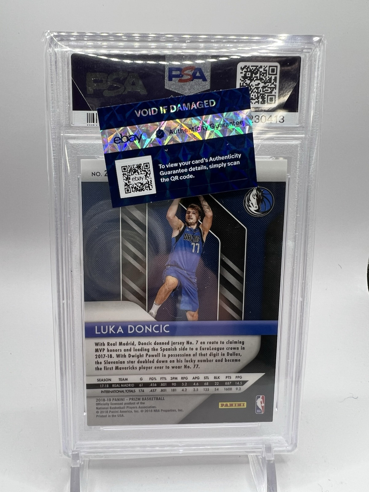 2018-19 Panini Prizm Luka Doncic #280 RC Rookie Auto PSA/DNA Autograph - Lakers view 5