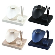 Jewelry Display Set PU Leather Necklace Bust Holder for Birthday Vanity Gift