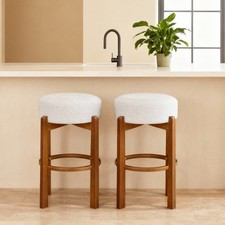 Rubberwood Bar Stools Set of 2, Walnut Finish...