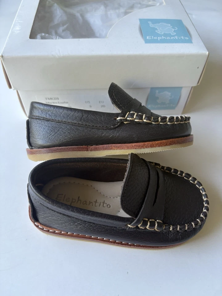 Mocassim Elephantito Martin couro sapatos de bebê tamanho EUA 5 - Imagem 2 de 4