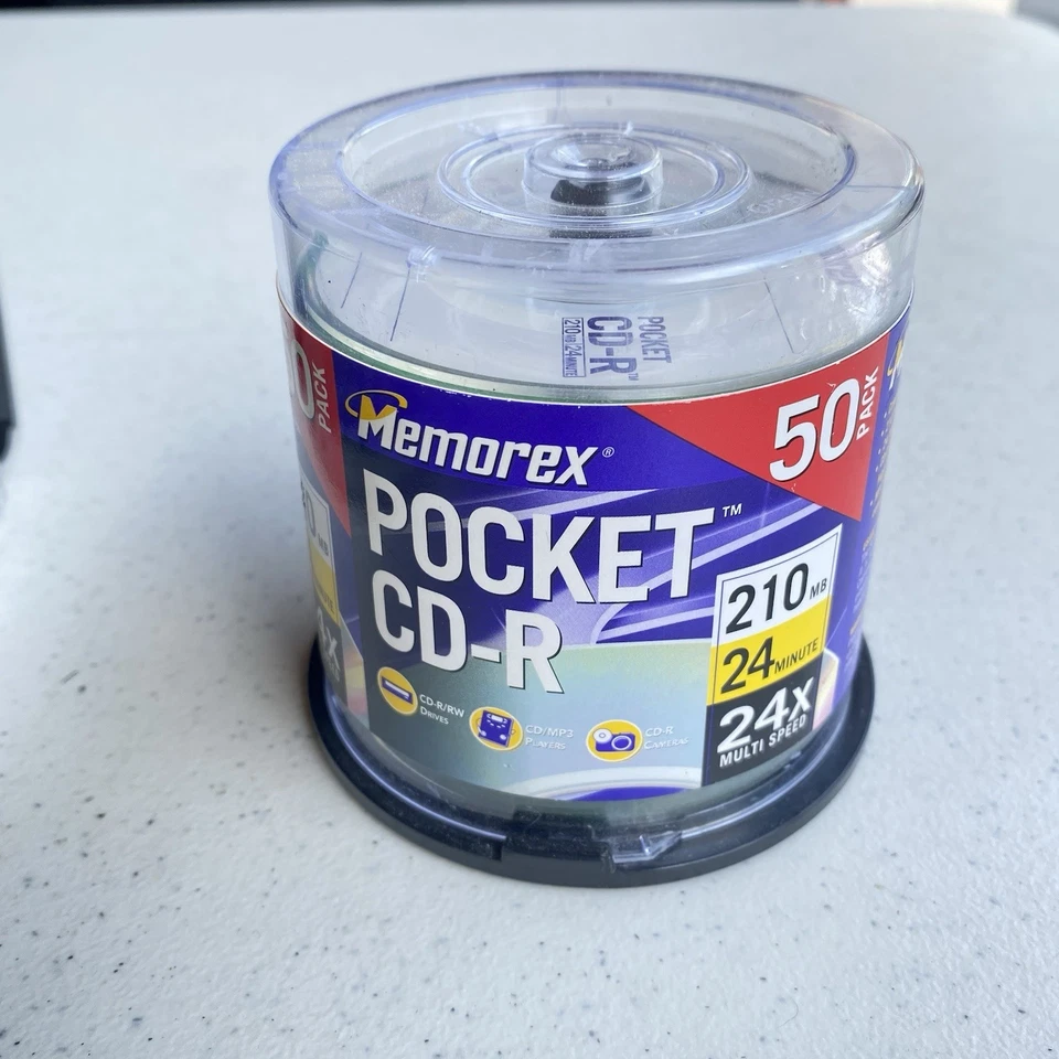 Memorex Pocket CD-R 50 Pack of Discs 24 min 24X Multi Speed Brand New Sealed - Image 2 of 4