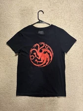 Game of Thrones Targaryen Dragon Sigil Graphic Tee Black Red HBO Licensed Mens M