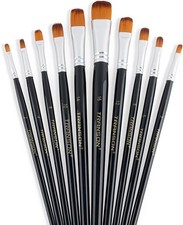 Synthetic Filbert Paint Brush Set 10pcs for Acrylic Watercolor Gouache A