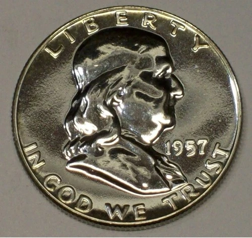 1957 Franklin Half Dollar GEM Proof Uncirculated Silver Coin
