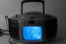 JEEP JXCDTV 5.5   Portable Black  White TV RADIO WORKS SEE VIDEO READ