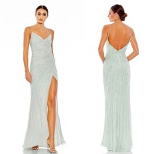 MAC DUGGAL BEADED SLEEVELESS FAUX WRAP GOWN STYLE 93733 Size 12 NWT Mint