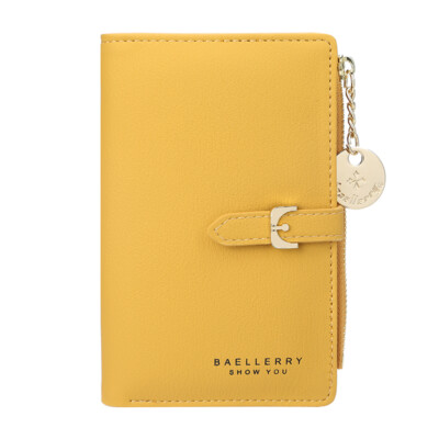 Womens Small Leather Wallet Credit Card Holder Mini Bifold Purse Pocket Yellow