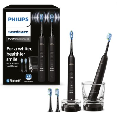 Philips Sonicare DiamondClean 9000 elektrische Zahnbürste Doppelpack Schwarz App