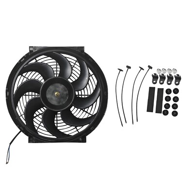 14'' inch Universal Slim Fan Push Pull Electric Radiator Cooling 12V Mount Kit