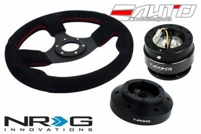 NRG 320mm Race Suede RD St steering wheel Evo VII VIII IX w/ Hub Gen2 Release CF