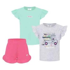Skechers Girls 3 Piece Set with x2 T-shirts and 1 Short Outfit Set Size 2 Years