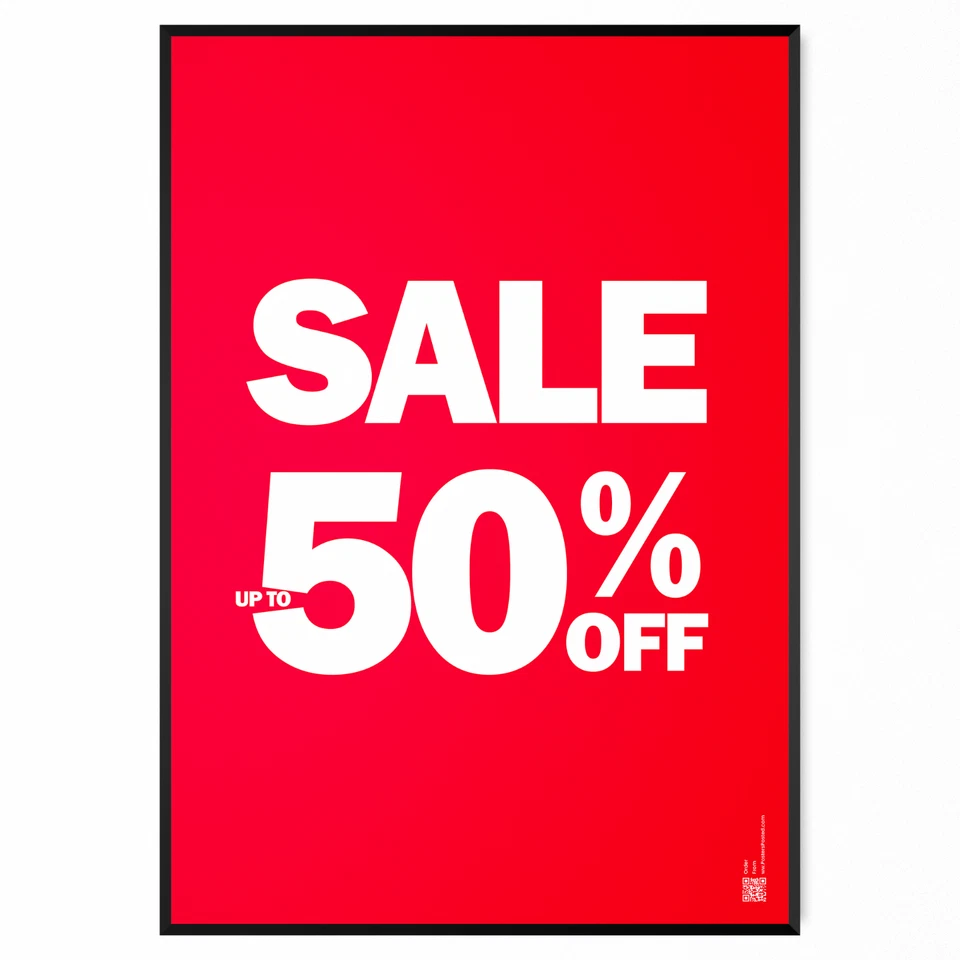 LIQUID_GRAPHICS Sale Advertisement Poster Sale Upto 50% Poster Window Display Sign Advertisement