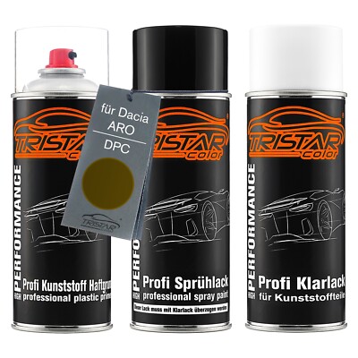 Autolack Spraydosen Set für Kunststoff für Dacia ARO DPC Vert Altai Metallic