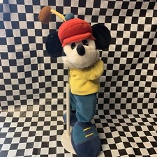 Vintage Disney Store 13  MICKEY MOUSE Golfer Plush Toy Golf Player W Stand
