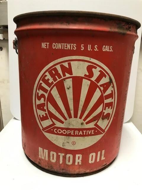 Rare Vintage Eastern States Cooperative Motor Oil 5 gal Bucket