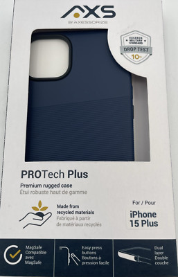 Axs Pro Tech Plus Phone Case For iPhone 15 Plus Navy Rugged Case 10' Drop