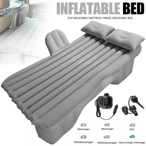 High Raised Inflatable Double Air Bed Mattress Builtin Electric Pump w/ Pillows