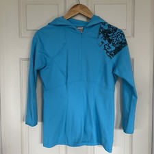 Nike Womens M 8/10 1/4 Zip Running Jacket Hoodie Blue Grey Fit Dry EUC