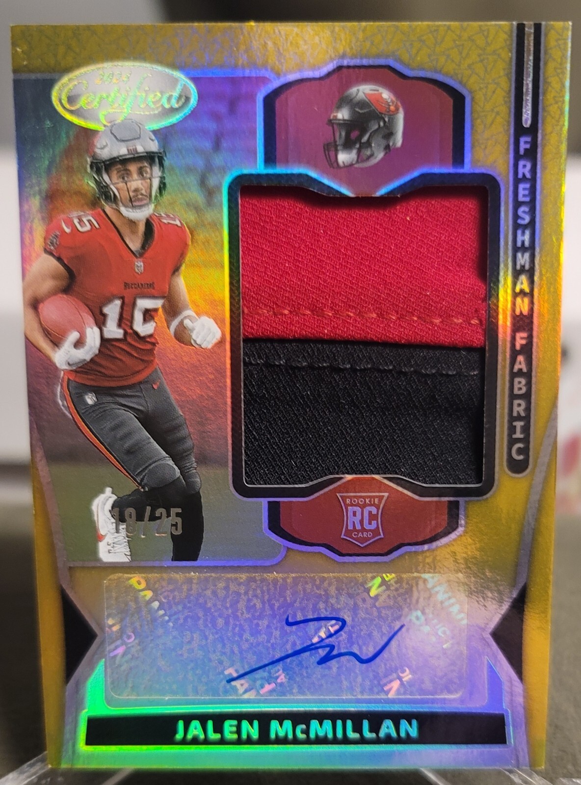 2024 Panini Certified Jalen McMillan Freshman Fabric Gold Rookie Patch Auto /25