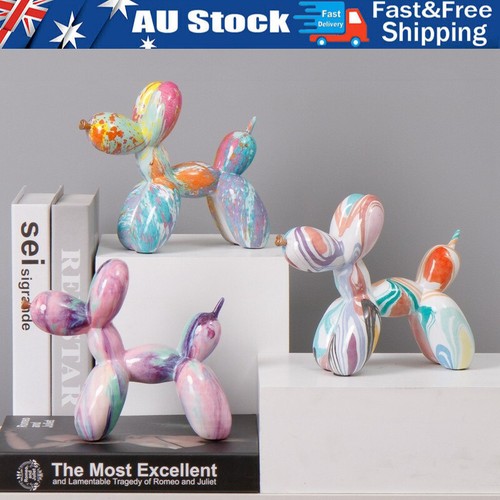 Marble Print Resin Balloon Dog Figurines Graffiti Art Statues For Home