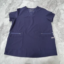 FIGS Technical Collection Blue Feather Fabric Trim Scrub Top Size Medium M