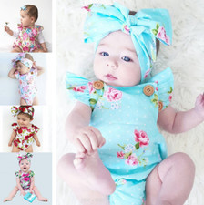 Newborn Baby Bodysuit Romper Infant Girl Jumpsuit Headwear Kids Clothes Outfit