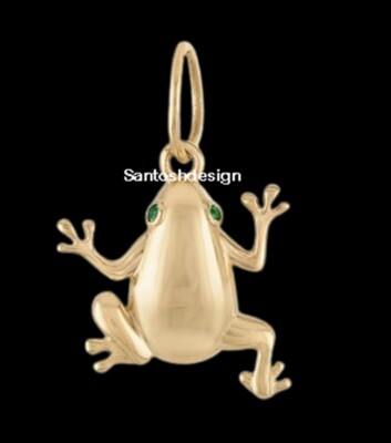 Designer Frog Emerald 925 Sterling Silver Charm Pendant,Handmade Jewelry,Gift